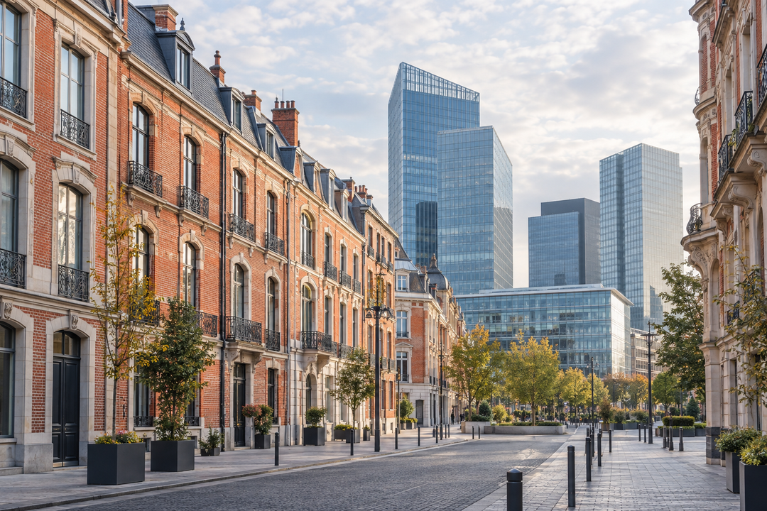 Centre d'affaires de Lille, briques et tours de verre